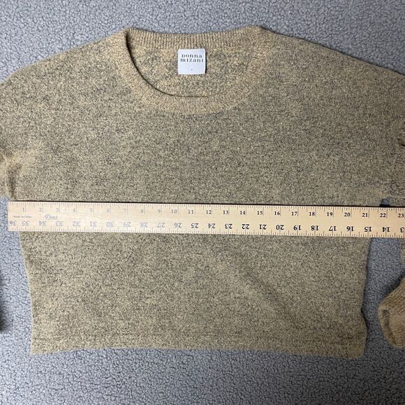 DONNA MIZANI SWEATER‎ puff sleeve woven knit tan small - Picture 5 of 7
